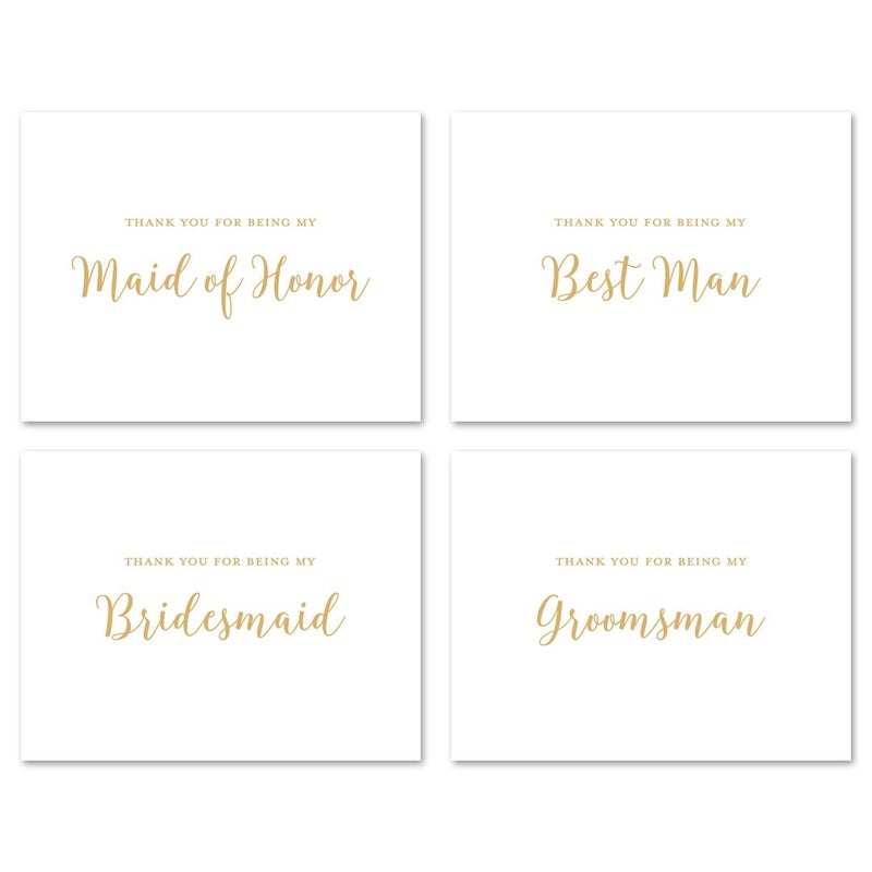 MyExpression.com 12 cnt Wedding Party Thank You Cards (Gold) - NOT Gold Foil